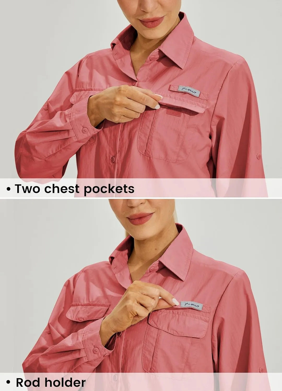 Willit Women's UPF 50  Sun Protection Shirts Long Sleeve Fishing Shirts SPF Quick Dry Hiking Outdoor Shirts