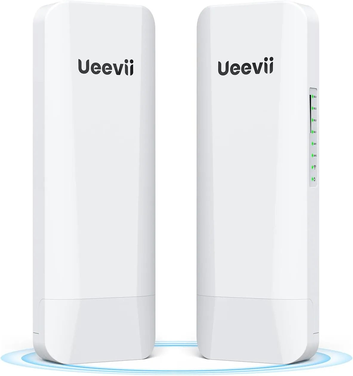 Wireless Bridge Point to Point Outdoor: Ueevii 5.8GHz 3KM WiFi Bridge with Dual 100Mbps, Long Range CPE for Network Extend, PoE Adapter, IP65 Weatherproof, CPE453 for Starlink Garage Barn Shop