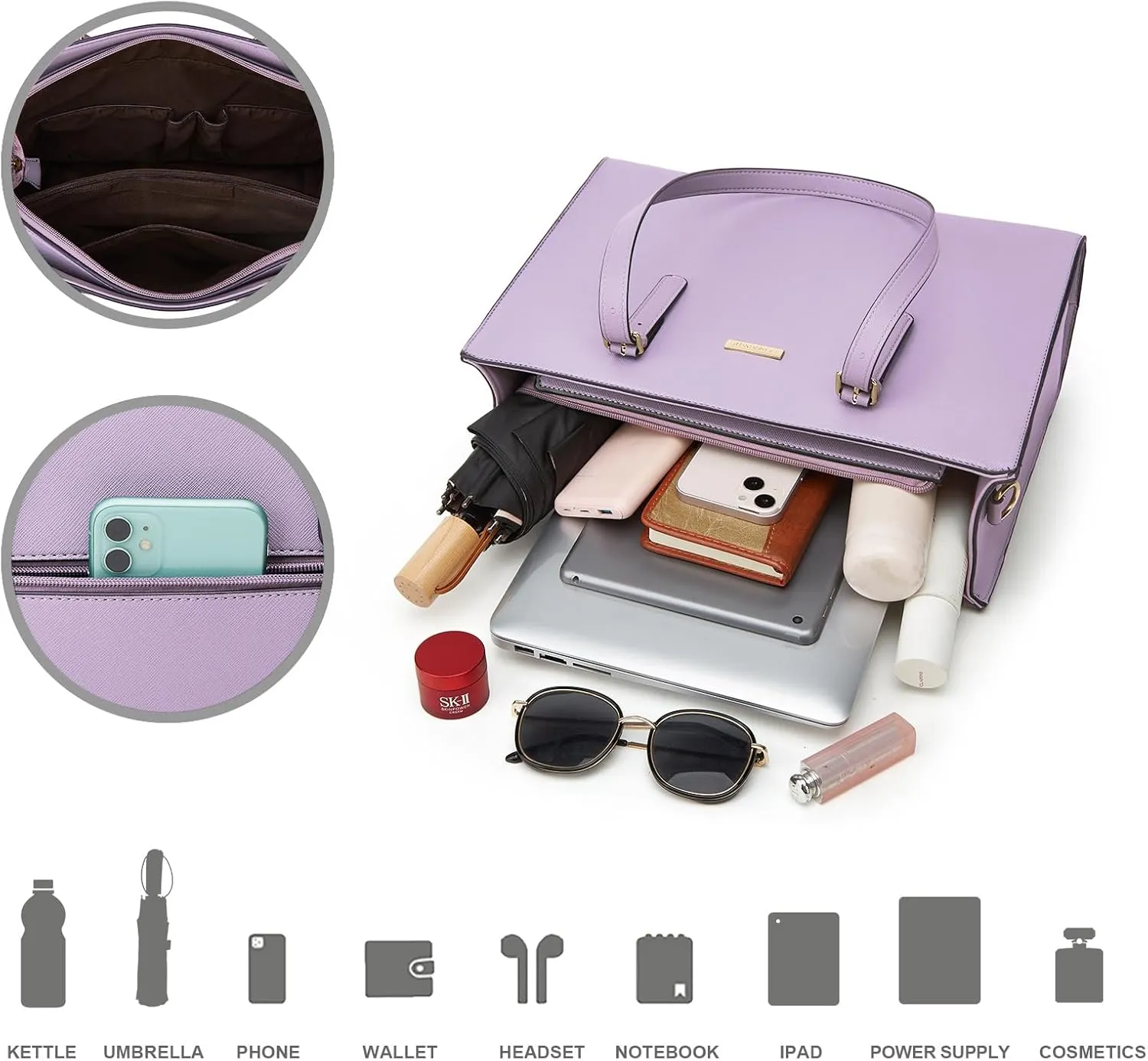 Women Fashion Synthetic Leather Handbags Tote Bag Shoulder Bag Top Handle Satchel Purse Set 4pcs
