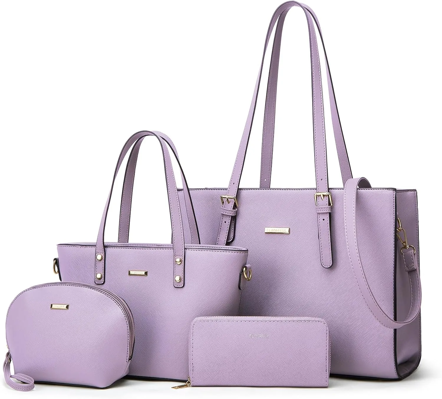 Women Fashion Synthetic Leather Handbags Tote Bag Shoulder Bag Top Handle Satchel Purse Set 4pcs