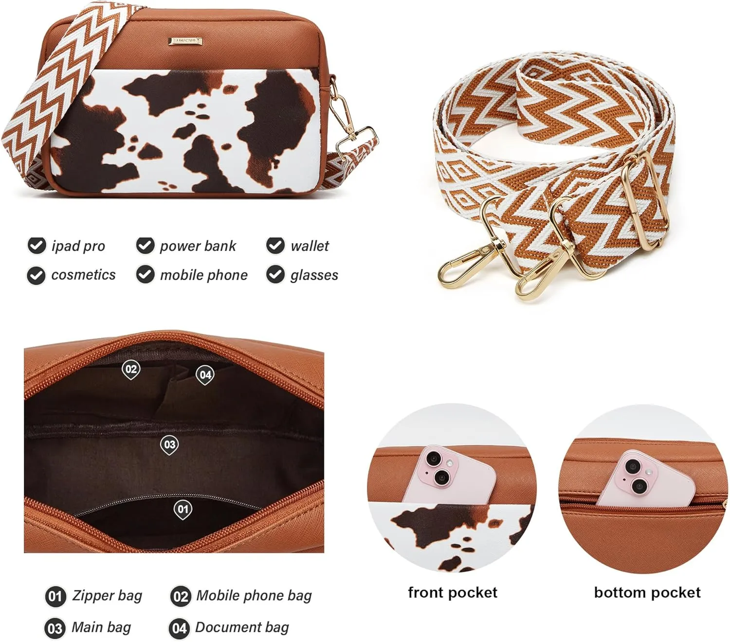 Women Fashion Synthetic Leather Handbags Tote Bag Shoulder Bag Top Handle Satchel Purse Set 4pcs