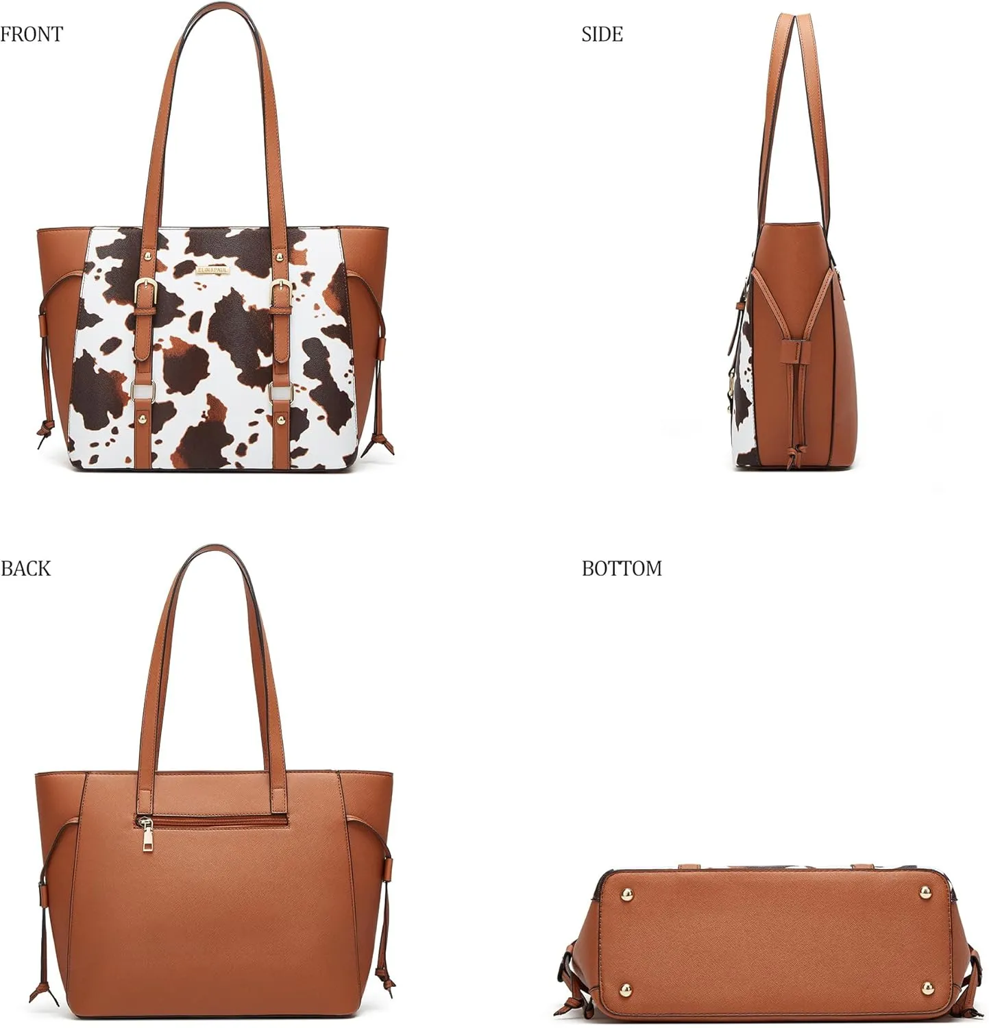 Women Fashion Synthetic Leather Handbags Tote Bag Shoulder Bag Top Handle Satchel Purse Set 4pcs