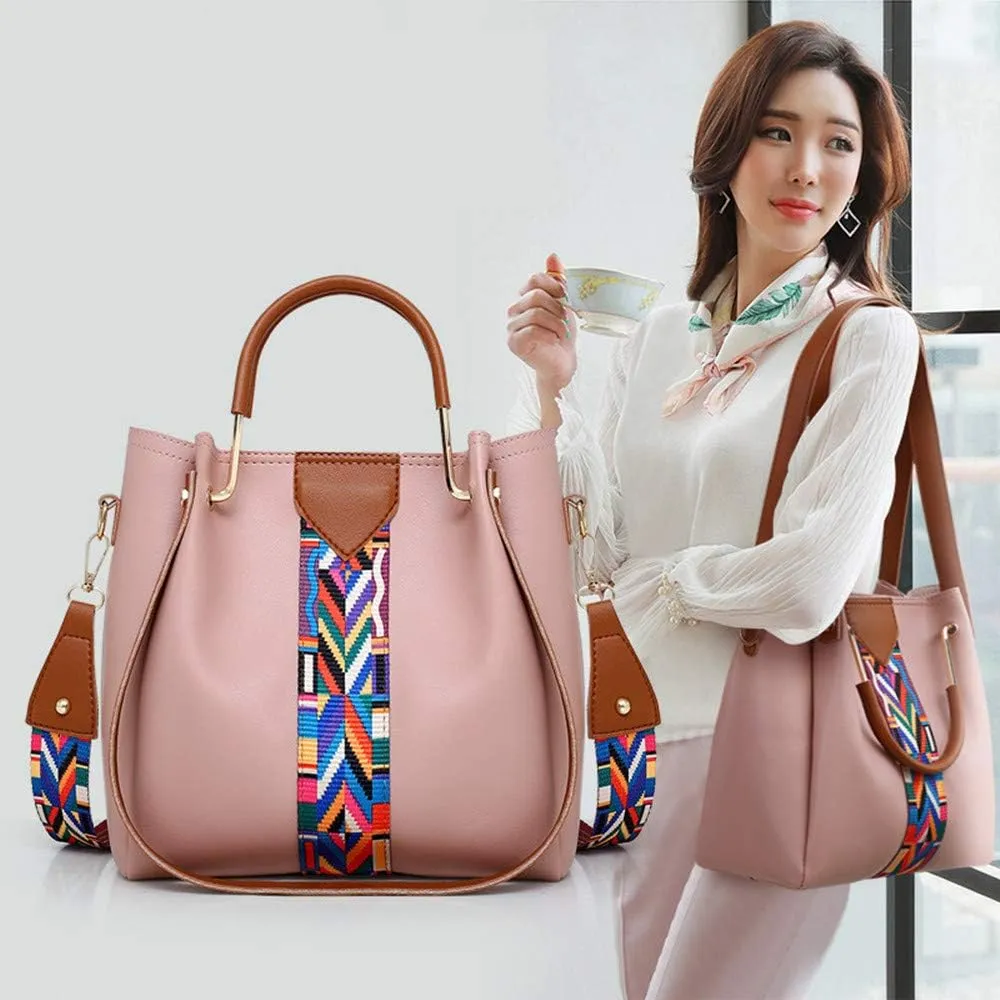 Women Handbag Set 4 in 1 Soft PU Leather Top Handle Bag, Tote Bag, Shoulder Bags Crossbody Bag Wallet Purse Set