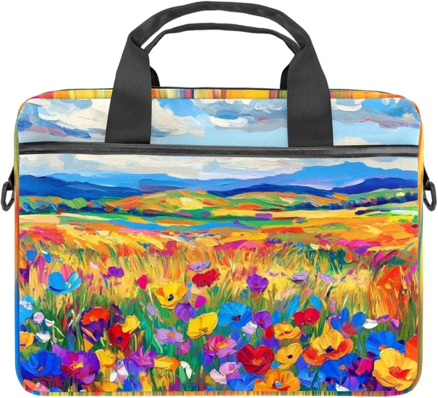 Women Laptop Bag Art Multicolor Softballs Laptop Computer Bag Work Tote Bag Shoulder Messenger Bag