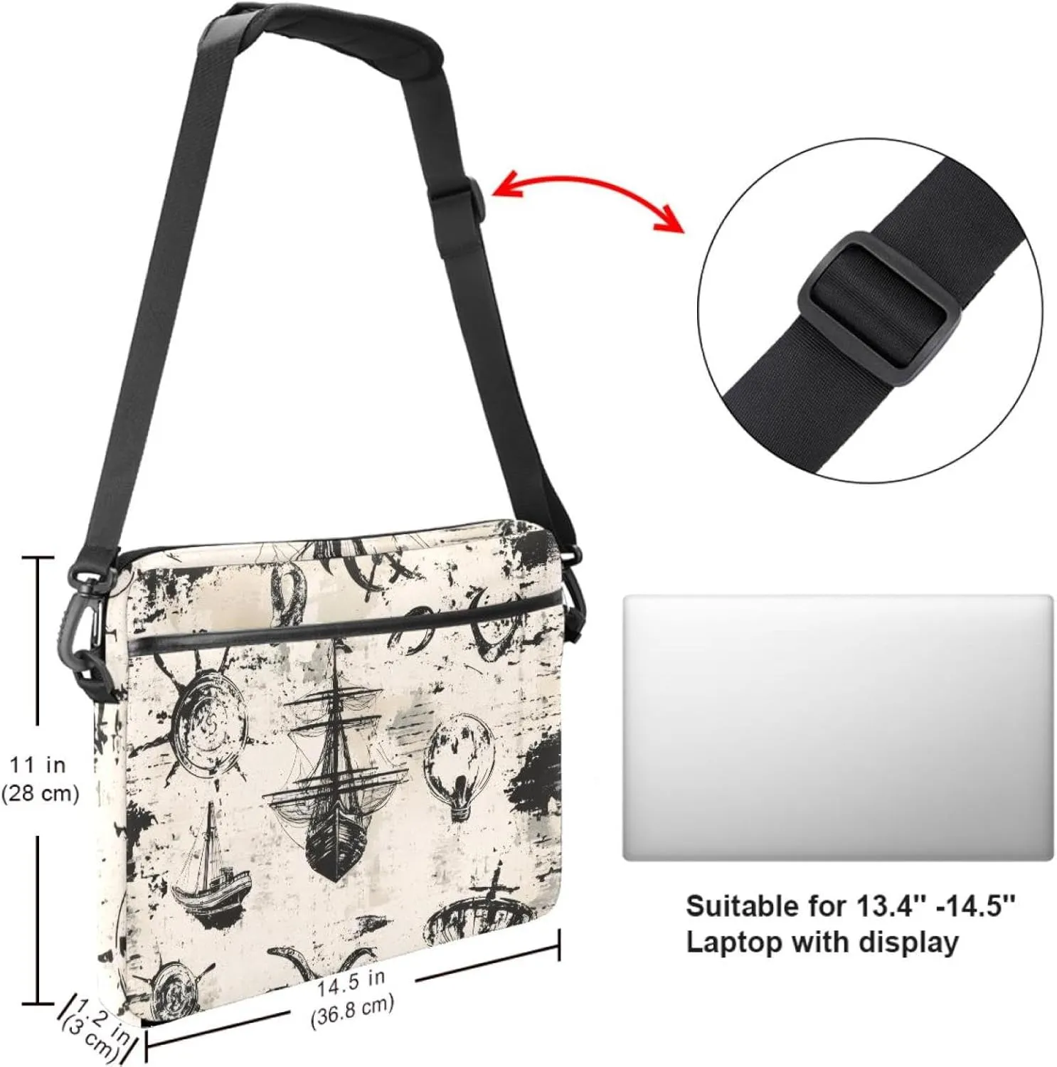 Women Laptop Bag Vintage Green Shamrocks and Vertical Green Stripes Laptop Computer Bag Work Tote Bag Shoulder Messenger Bag