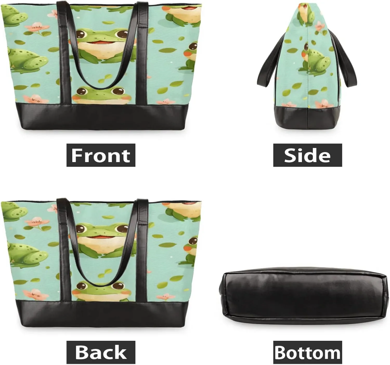 Women Tote Bag with Zipper, Shopper Handbag Travel Purse, PU Leather Laptop Tote Bags, Weekender Bags