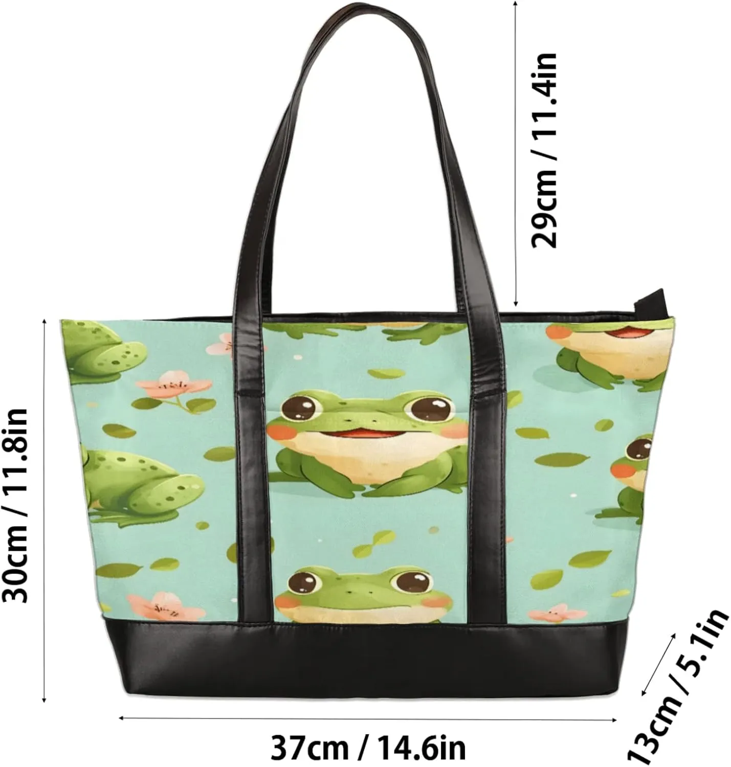 Women Tote Bag with Zipper, Shopper Handbag Travel Purse, PU Leather Laptop Tote Bags, Weekender Bags