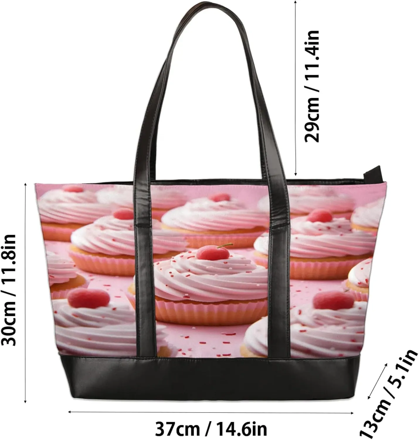 Women Tote Bag with Zipper, Shopper Handbag Travel Purse, PU Leather Laptop Tote Bags, Weekender Tote Bags