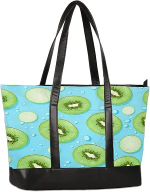 Women Tote Bag with Zipper, Shopper Handbag Travel Purse, PU Leather Laptop Tote Bags, Weekender Tote Bags