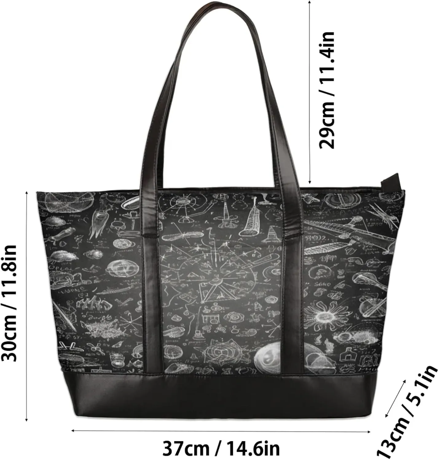 Women Tote Bag with Zipper, Shopper Handbag Travel Purse, PU Leather Laptop Tote Bags, Weekender Tote Bags
