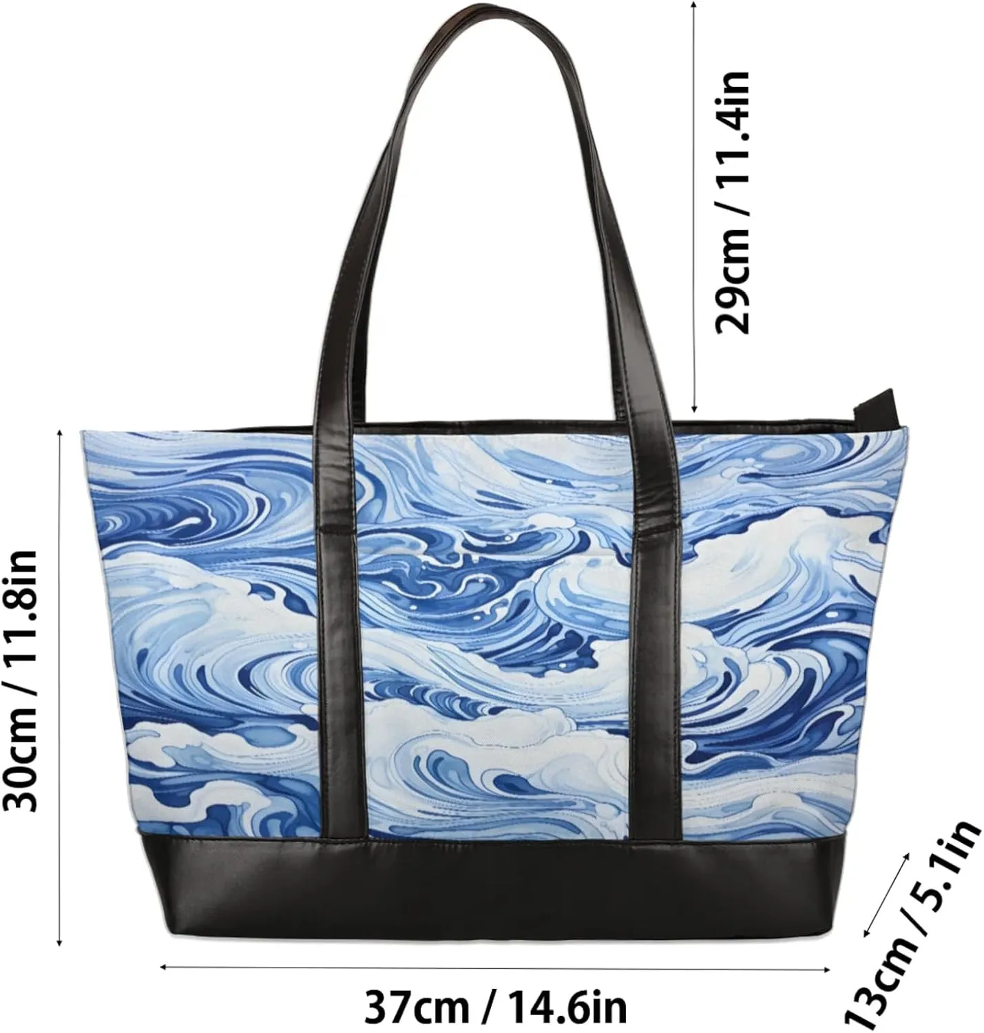 Women Tote Bag with Zipper, Shopper Handbag Travel Purse, PU Leather Laptop Tote Bags, Weekender Tote Bags