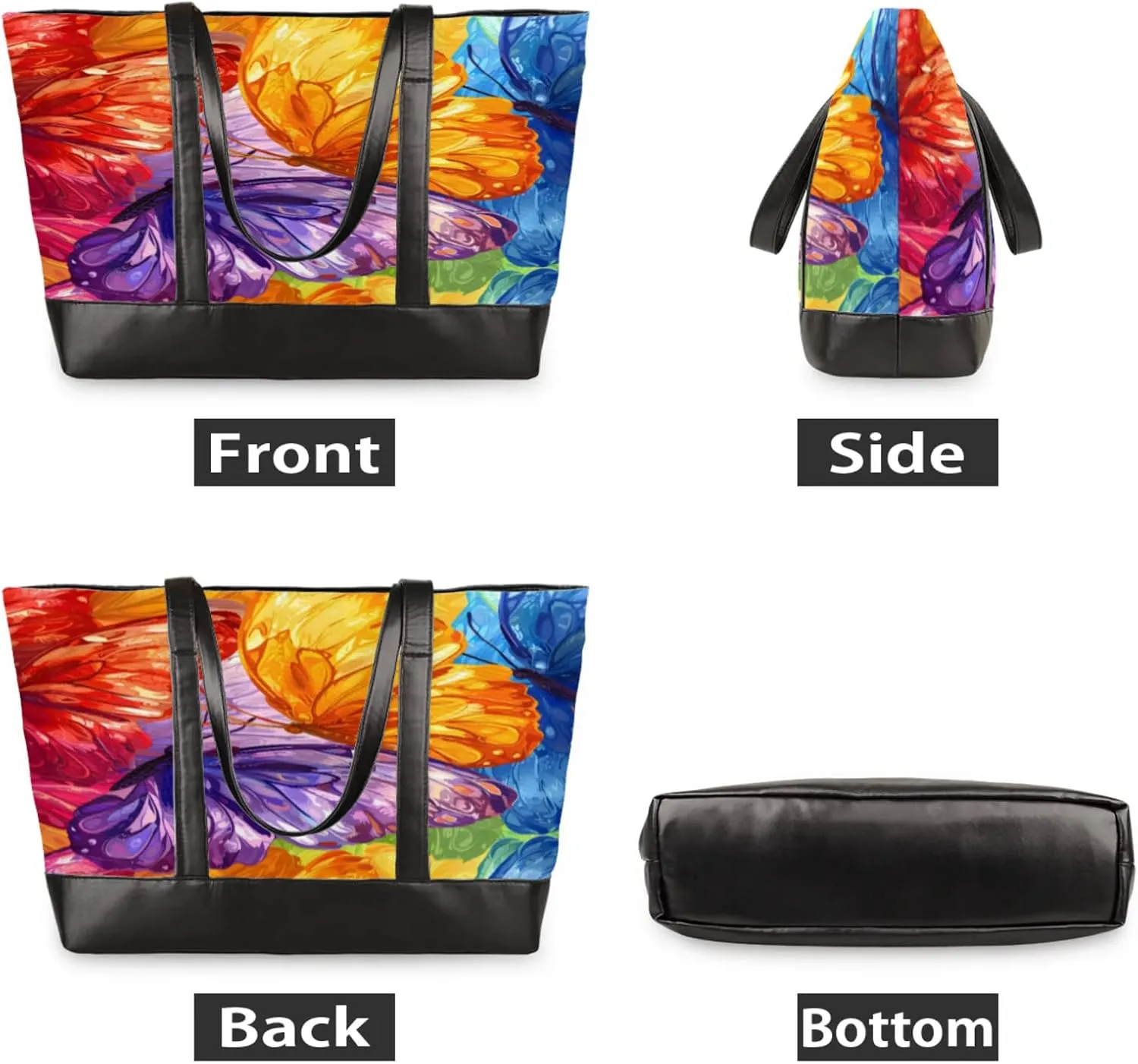 Women Tote Bag with Zipper, Shopper Handbag Travel Purse, PU Leather Laptop Tote Bags, Weekender Tote Bags