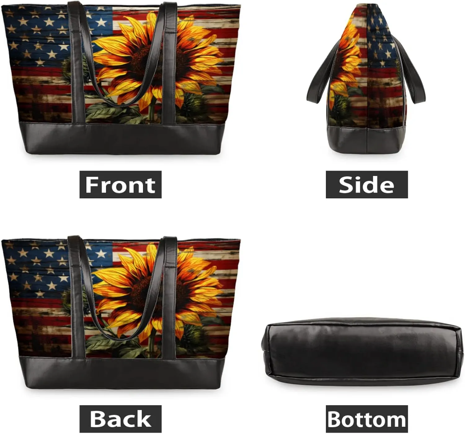 Women Tote Bag with Zipper, Shopper Handbag Travel Purse, PU Leather Laptop Tote Bags, Weekender Tote Bags