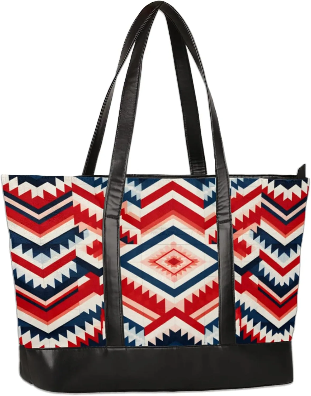 Women Tote Bag with Zipper, Shopper Handbag Travel Purse, PU Leather Laptop Tote Bags, Weekender Tote Bags