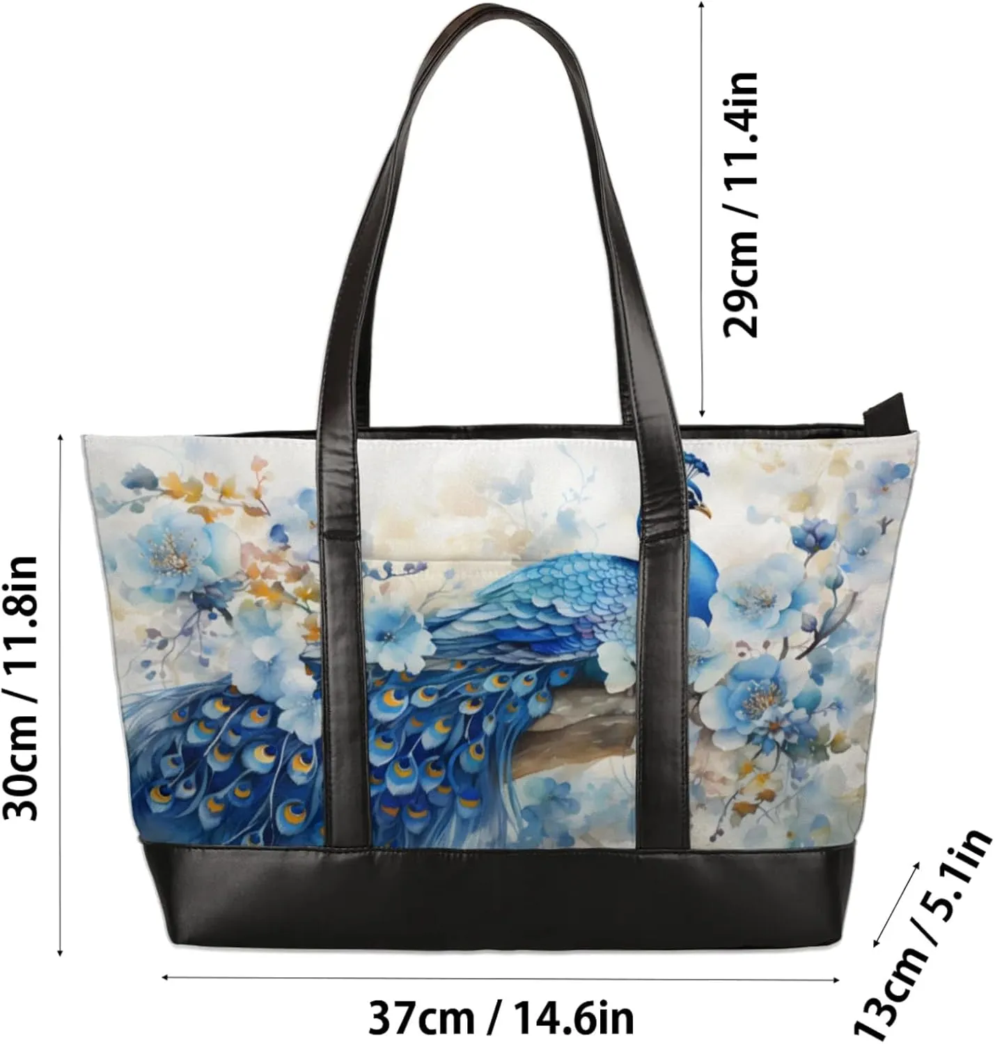 Women Tote Bag with Zipper, Shopper Handbag Travel Purse, PU Leather Laptop Tote Bags, Weekender Tote Bags