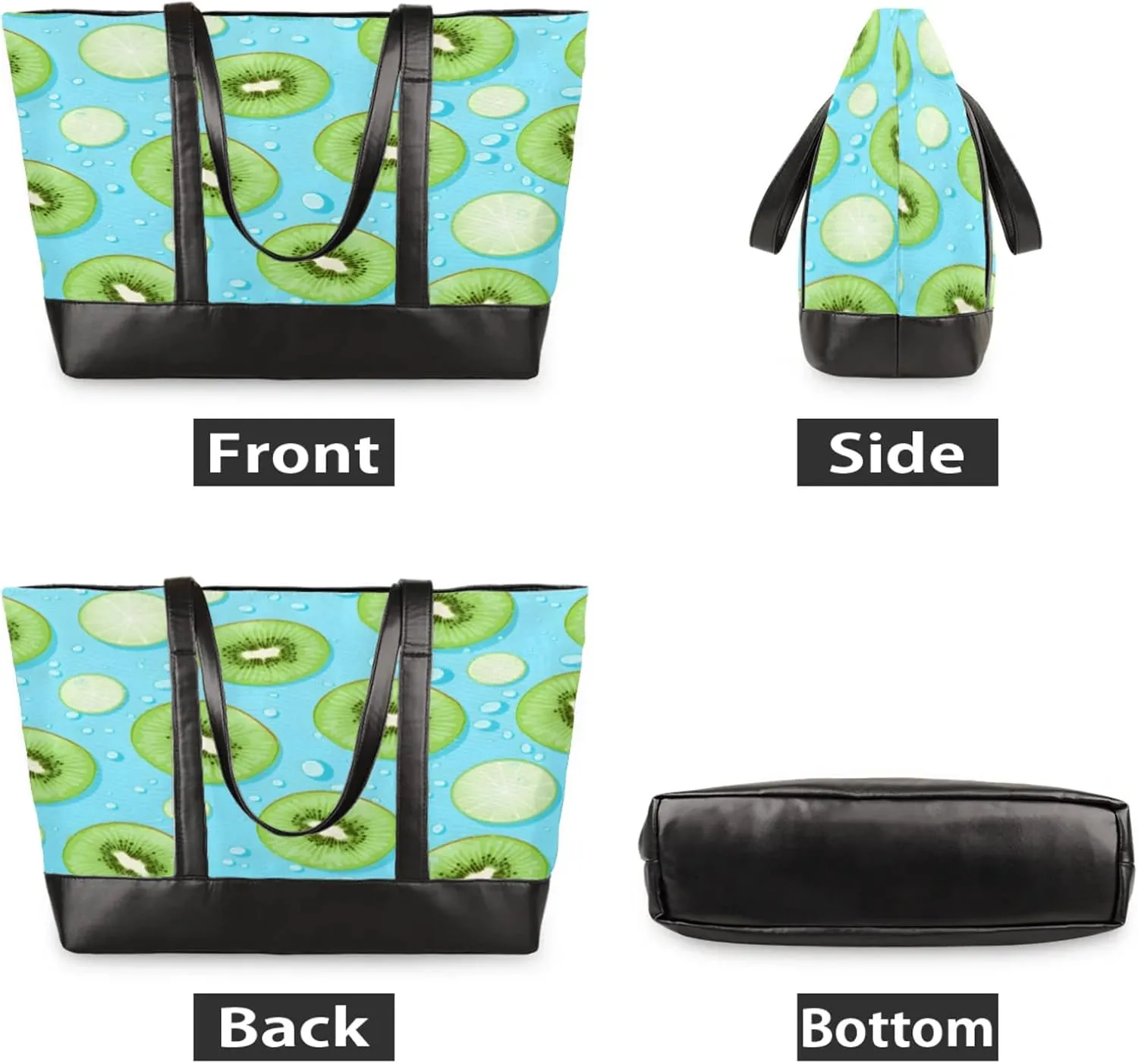 Women Tote Bag with Zipper, Shopper Handbag Travel Purse, PU Leather Laptop Tote Bags, Weekender Tote Bags