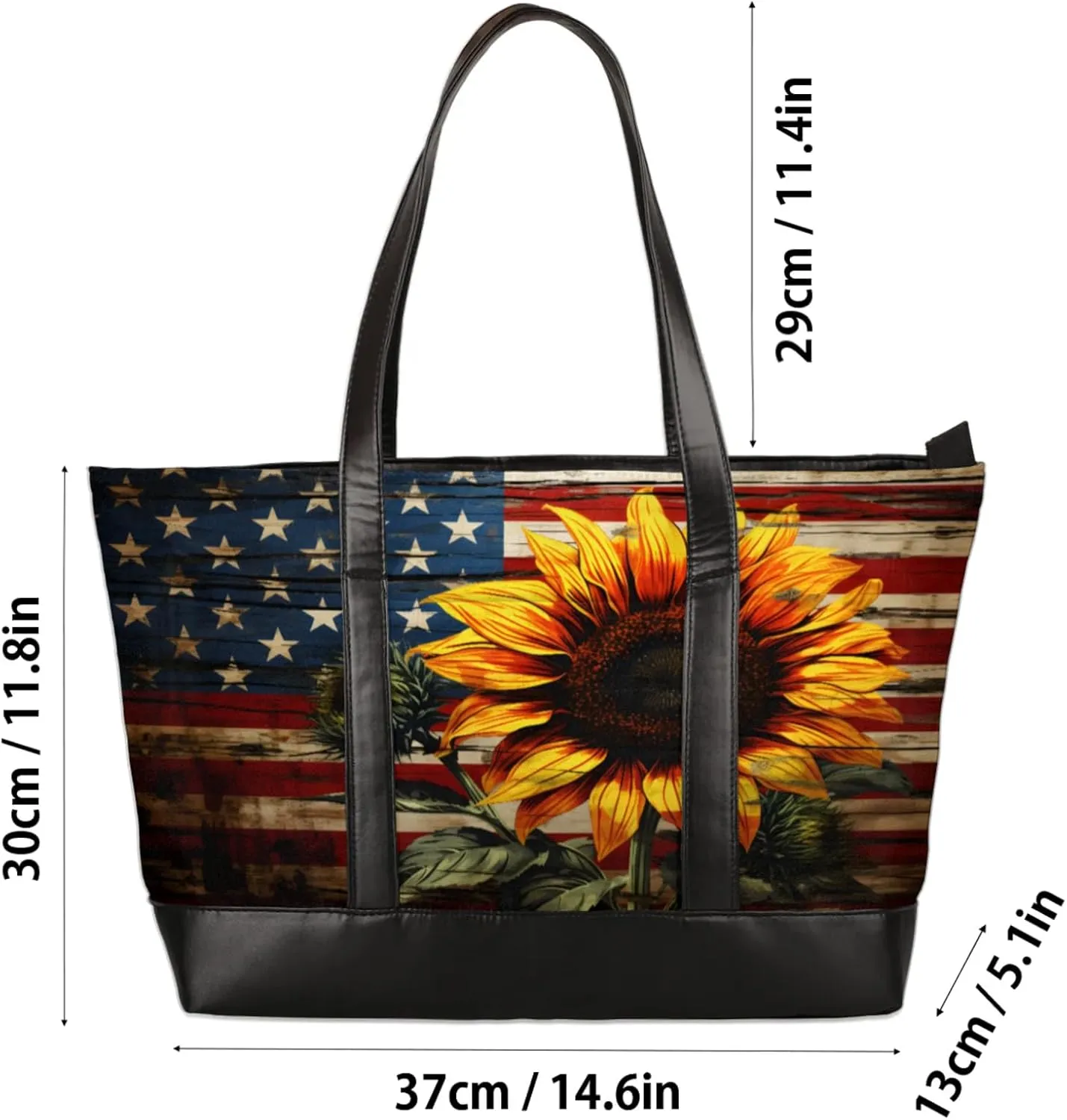 Women Tote Bag with Zipper, Shopper Handbag Travel Purse, PU Leather Laptop Tote Bags, Weekender Tote Bags