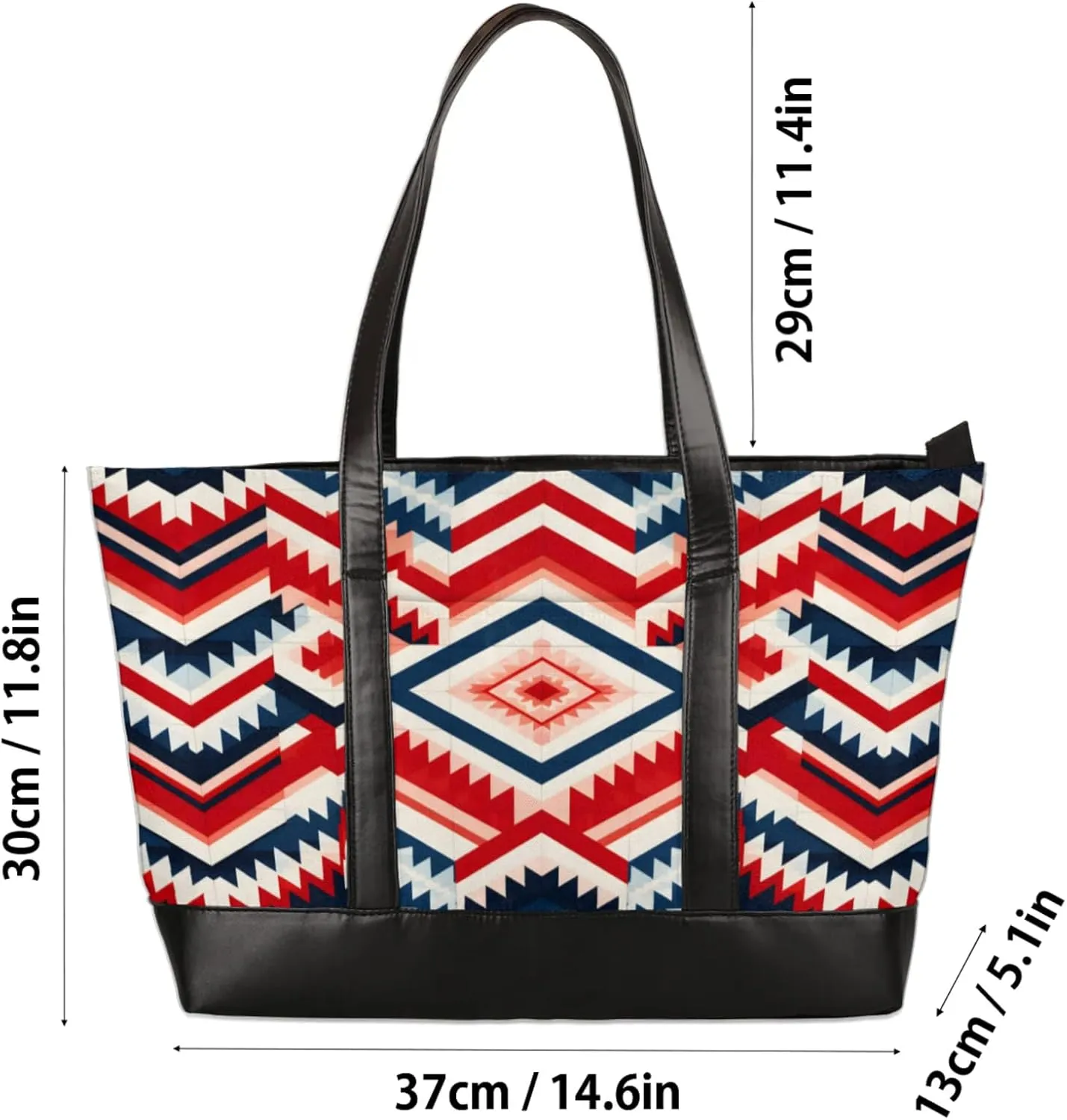 Women Tote Bag with Zipper, Shopper Handbag Travel Purse, PU Leather Laptop Tote Bags, Weekender Tote Bags