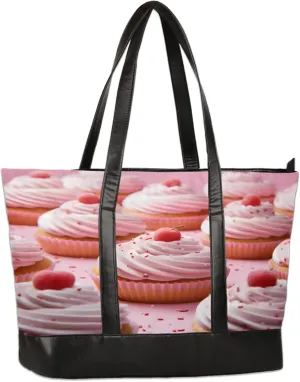 Women Tote Bag with Zipper, Shopper Handbag Travel Purse, PU Leather Laptop Tote Bags, Weekender Tote Bags