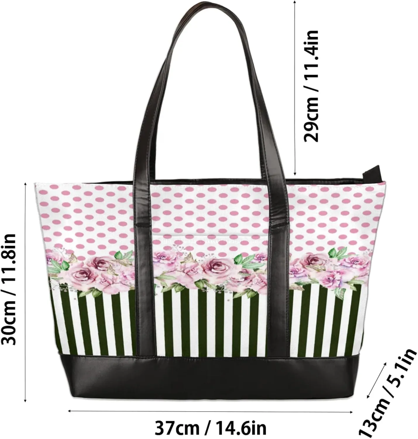 Women Tote Bag with Zipper, Shopper Handbag Travel Purse, PU Leather Laptop Tote Bags, Weekender Tote Bags