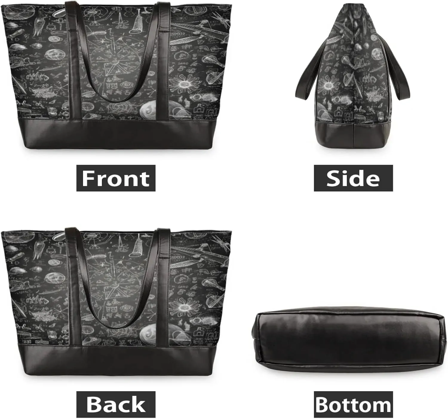 Women Tote Bag with Zipper, Shopper Handbag Travel Purse, PU Leather Laptop Tote Bags, Weekender Tote Bags
