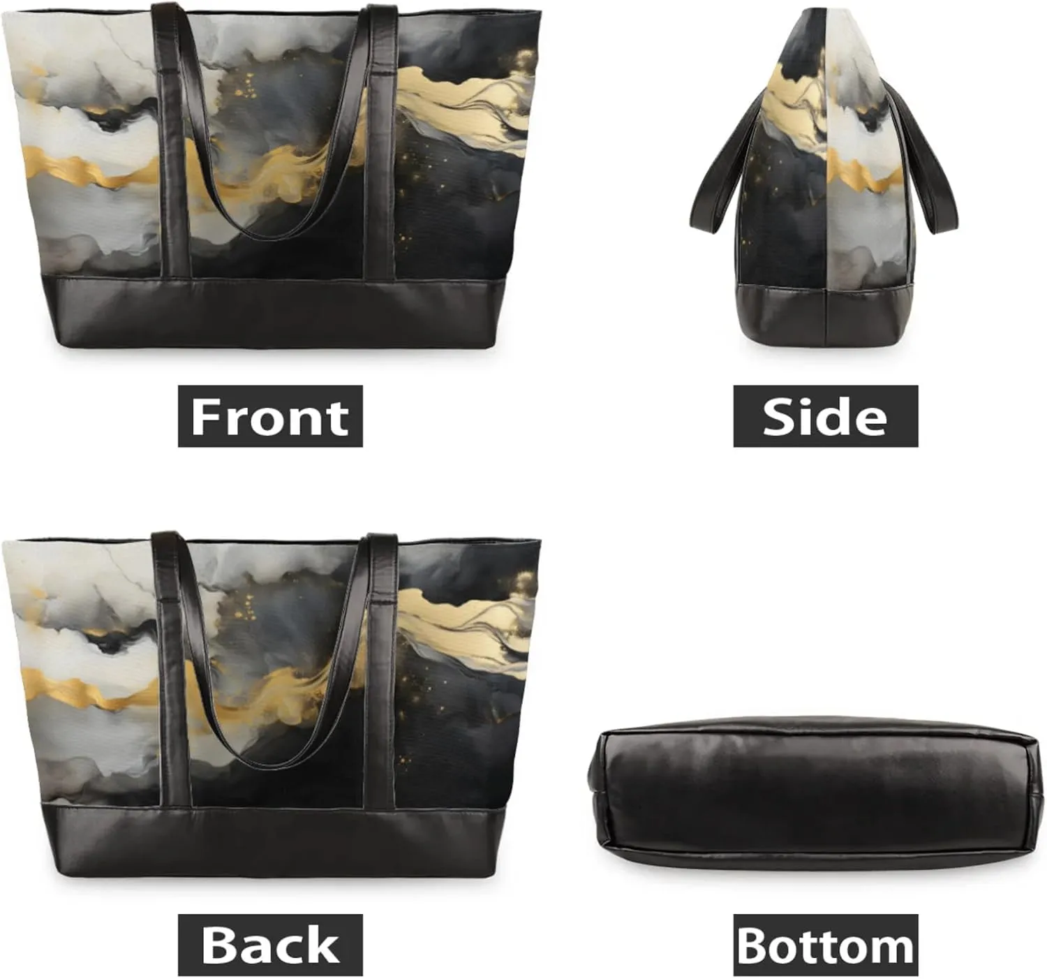 Women Tote Bag with Zipper, Shopper Handbag Travel Purse, PU Leather Laptop Tote Bags, Weekender Tote Bags
