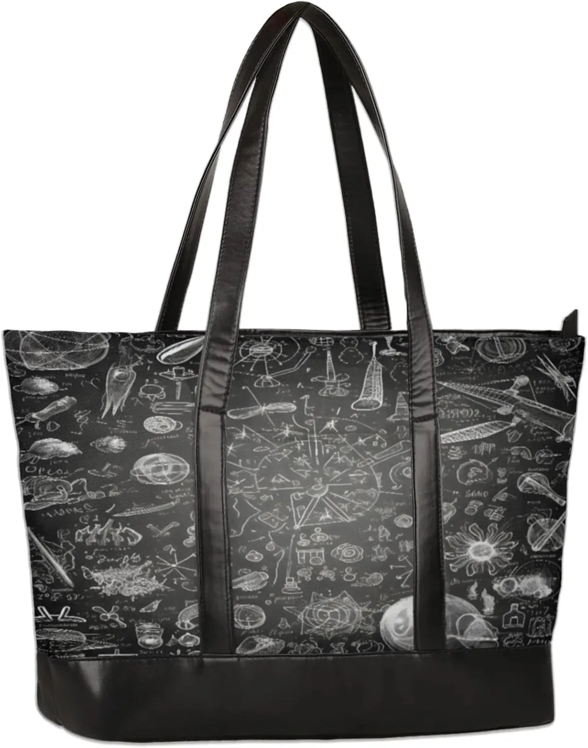 Women Tote Bag with Zipper, Shopper Handbag Travel Purse, PU Leather Laptop Tote Bags, Weekender Tote Bags