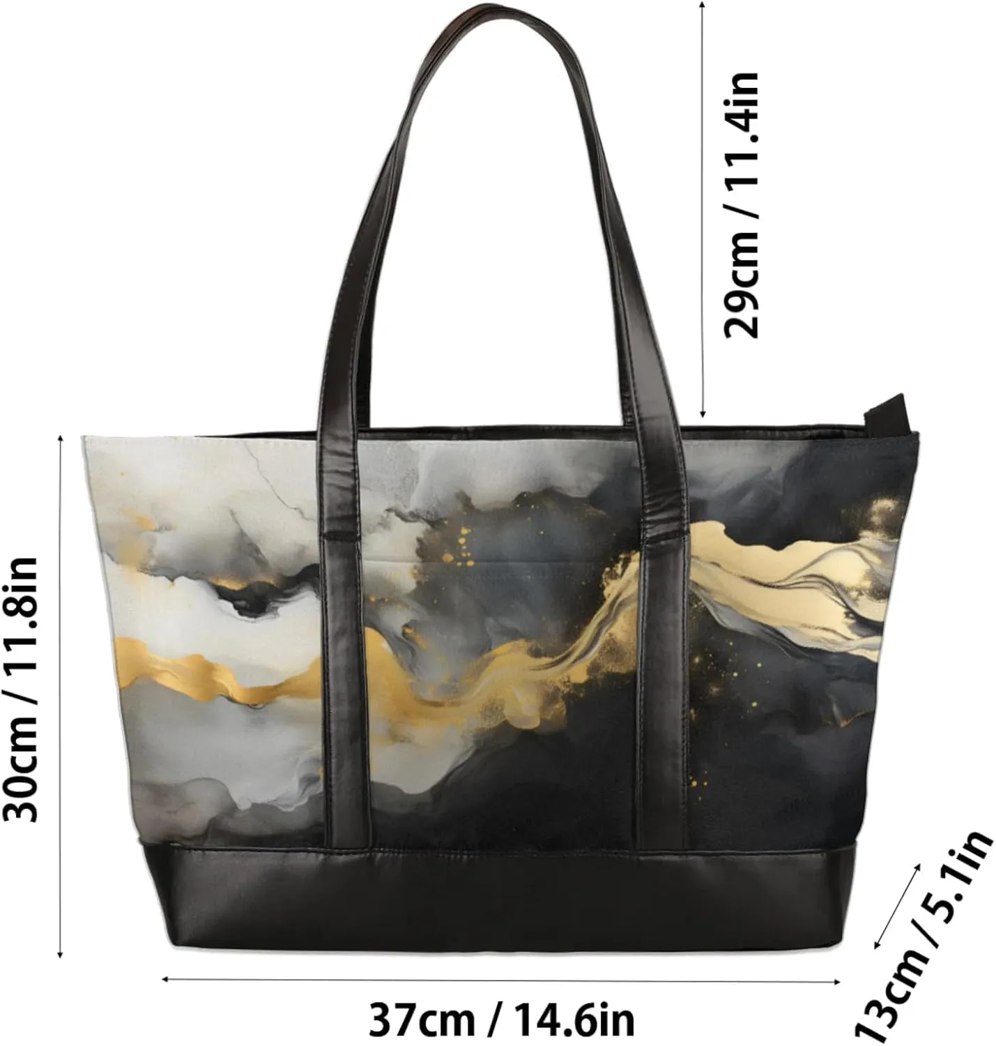 Women Tote Bag with Zipper, Shopper Handbag Travel Purse, PU Leather Laptop Tote Bags, Weekender Tote Bags