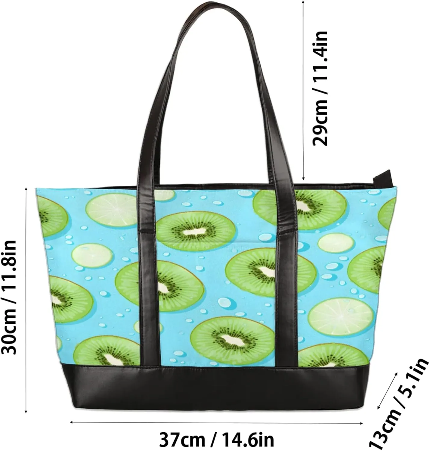 Women Tote Bag with Zipper, Shopper Handbag Travel Purse, PU Leather Laptop Tote Bags, Weekender Tote Bags