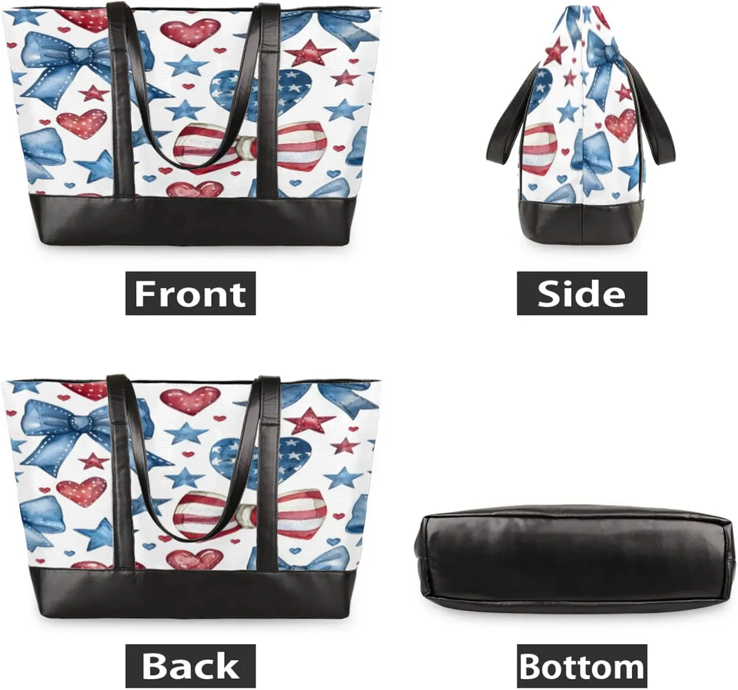 Women Tote Bag with Zipper, Shopper Handbag Travel Purse, PU Leather Laptop Tote Bags, Weekender Tote Bags