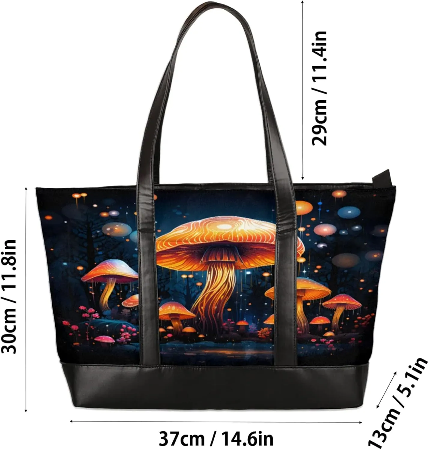 Women Tote Bag with Zipper, Shopper Handbag Travel Purse, PU Leather Laptop Tote Bags, Weekender Tote Bags