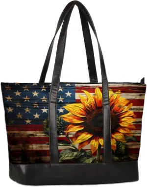 Women Tote Bag with Zipper, Shopper Handbag Travel Purse, PU Leather Laptop Tote Bags, Weekender Tote Bags