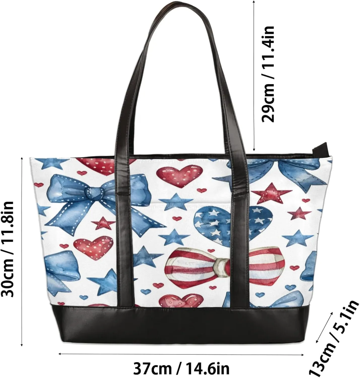 Women Tote Bag with Zipper, Shopper Handbag Travel Purse, PU Leather Laptop Tote Bags, Weekender Tote Bags