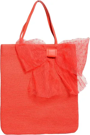 Women's Coral Pink Tote Handbag Shoulder Bag