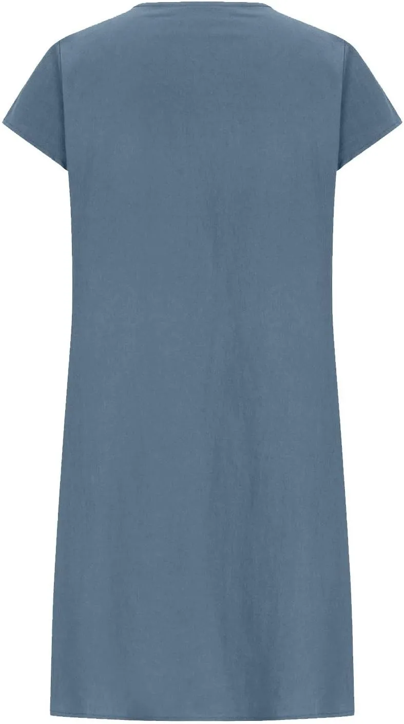 Women's Cotton Linen Summer Dresses 2024 Sleeveless Pleated Dress Casual Knee Length Dress Comfy Summer Lounge Outfits