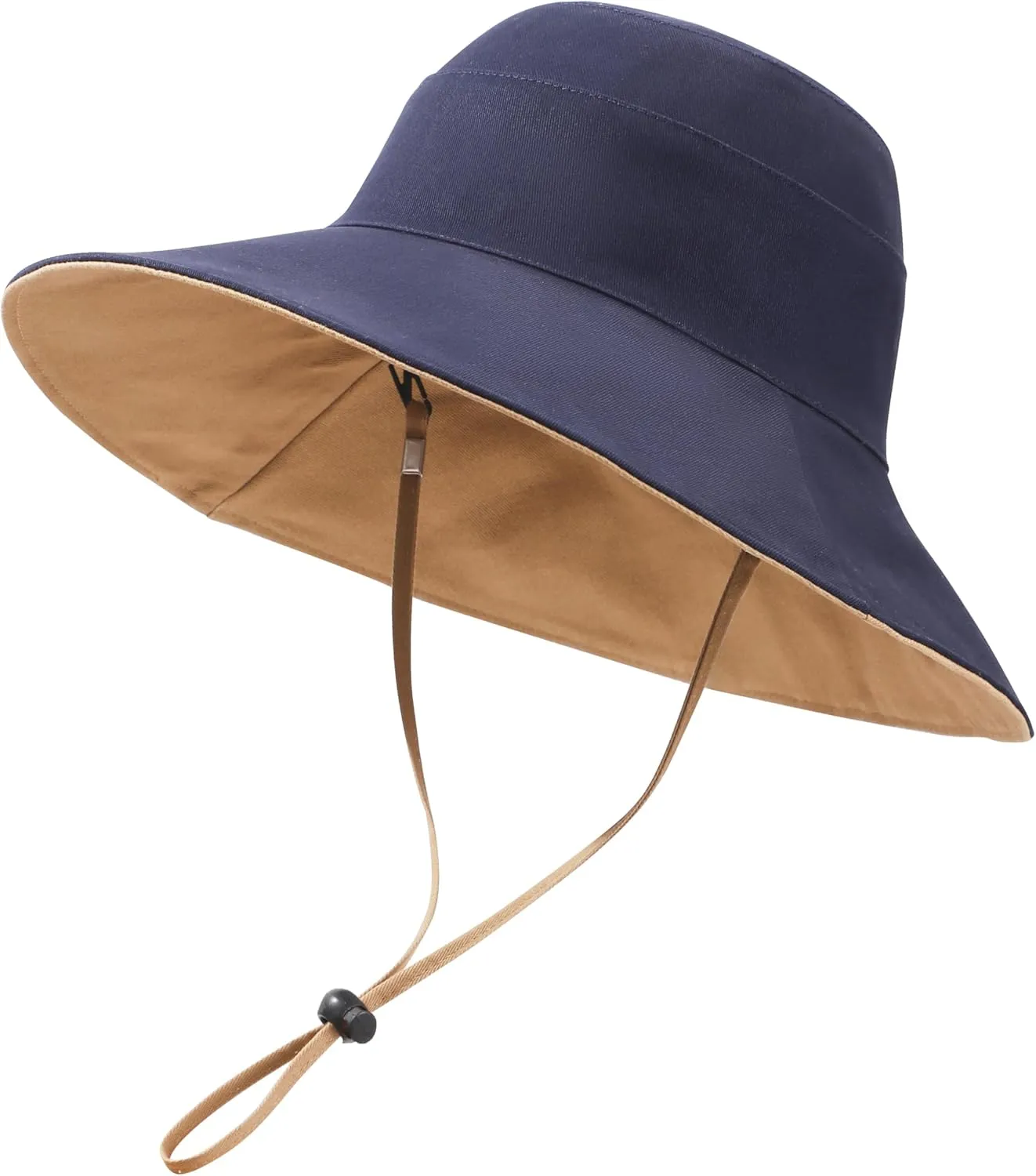 Womens Foldable Shapeable Brim Sun Hat UPF 50  Cotton Wide Brim Beach Adjustable Chin Strap Hat Sun Protection Cap