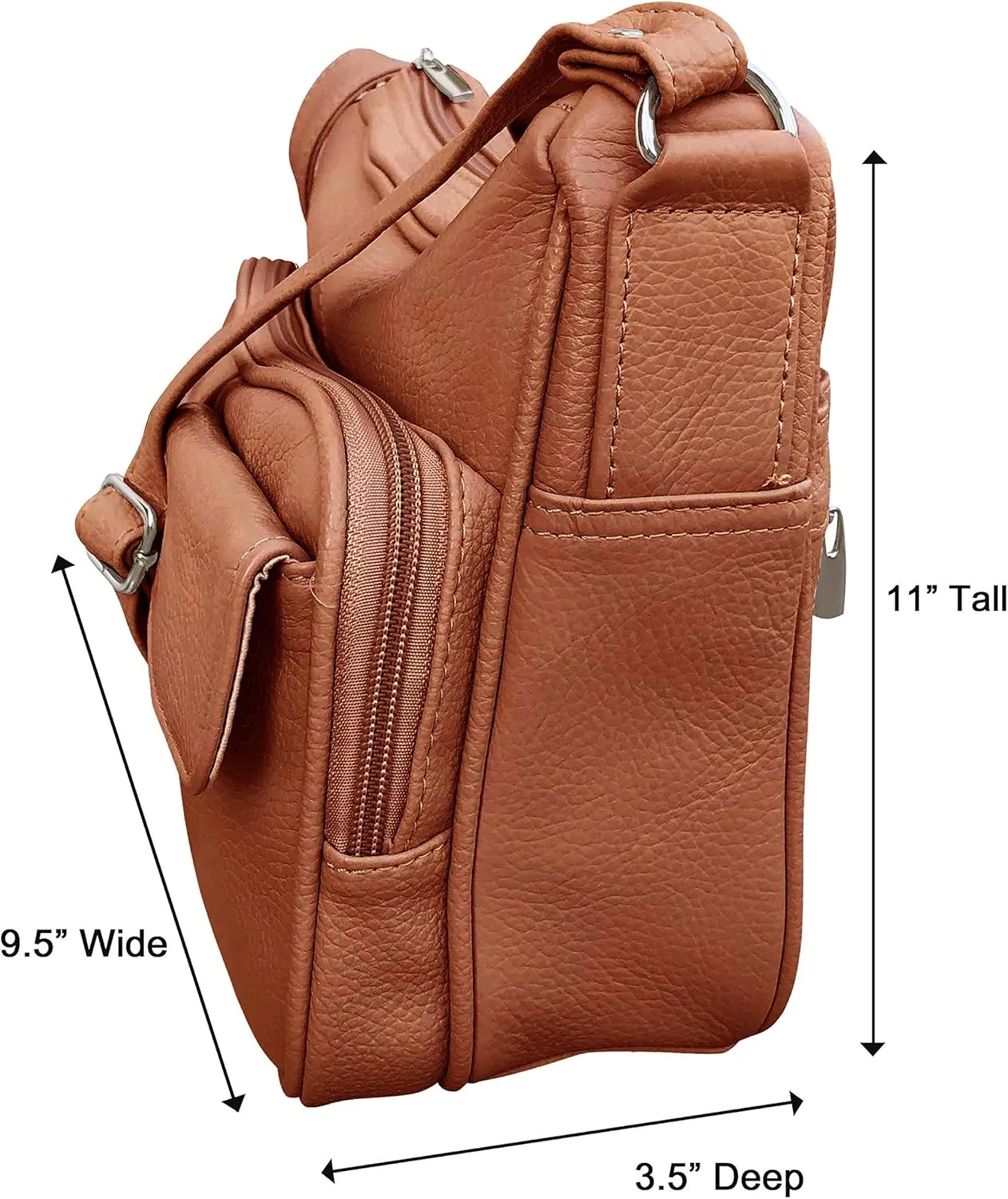Women's Genuine Leather Cross Body Shoulder Strap Organizer Purse, (One Size)