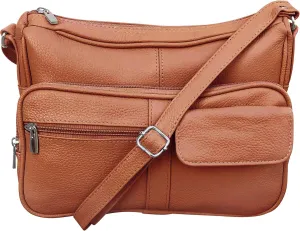 Women's Genuine Leather Cross Body Shoulder Strap Organizer Purse, (One Size)