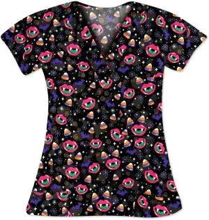 Women's Halloween Scrub Top