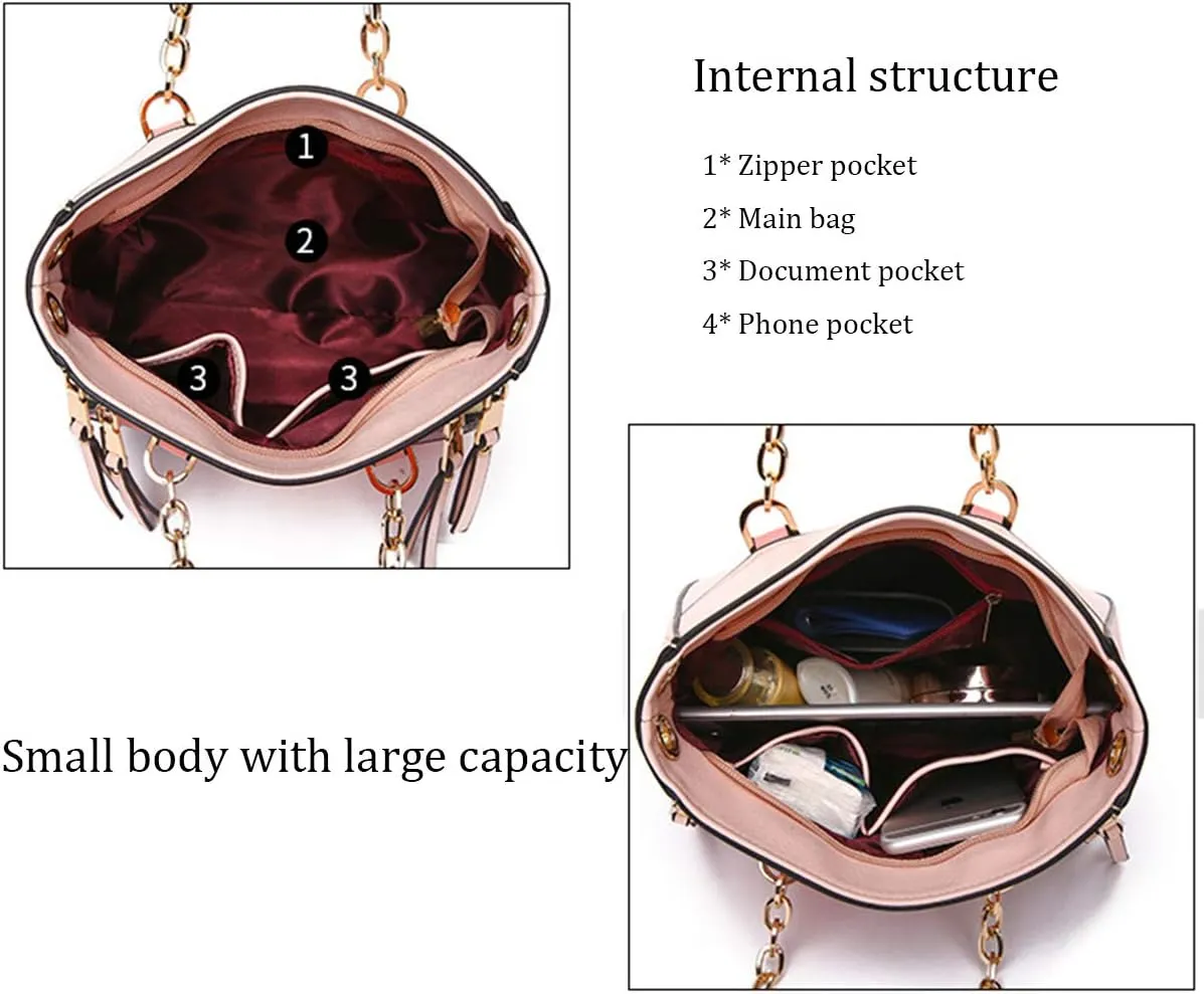 Women's Handbags and Purses Ladies Stitching Color Tote Shoulder Bags Satchel Leather Top Handle Bags