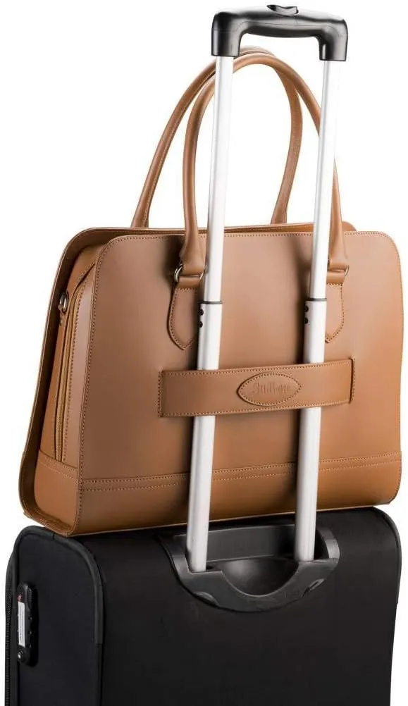 Women’s Laptop Bag – Fits 14" and 13" Laptops, Croco Print Leather, Dutch Design, Made in Italy, with Trolley Strap