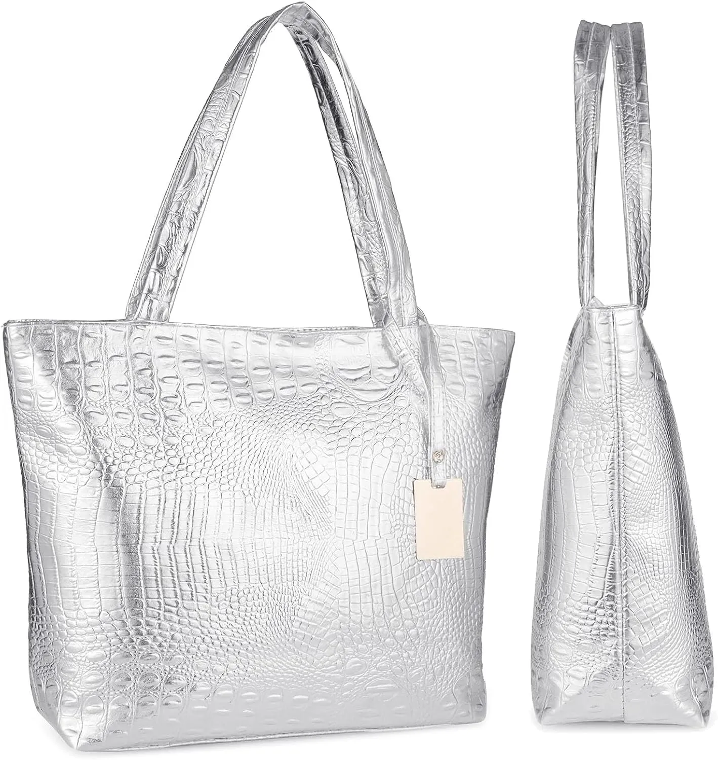 Womens Large Tote Shoulder Handbag Purse Travel Satchel Stylish Fuax Leather Crocodile Hobo Top Handle Bag