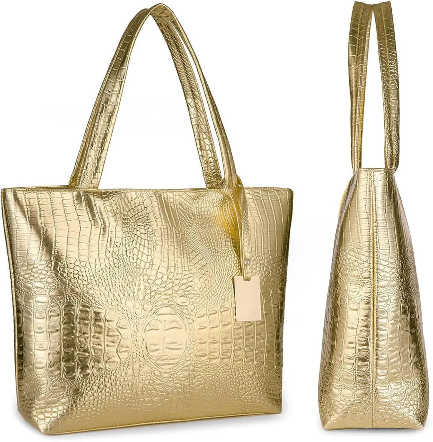 Womens Large Tote Shoulder Handbag Purse Travel Satchel Stylish Fuax Leather Crocodile Hobo Top Handle Bag