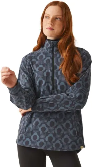 Womens Orla Kiely Half Zip Pullover Fleece - Rain Cloud Black - 6