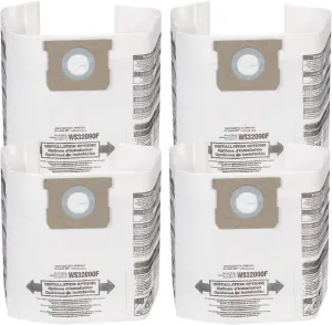 WORKSHOP Wet/Dry Vacs Filter Bags WS32090F2 Fine Dust Collection Shop Vacuum Bag (4 Dust Bags), Bag Filter Contains Debris for WORKSHOP 5-Gallon to 9-Gallon Wet Dry Shop Vacuum Cleaners