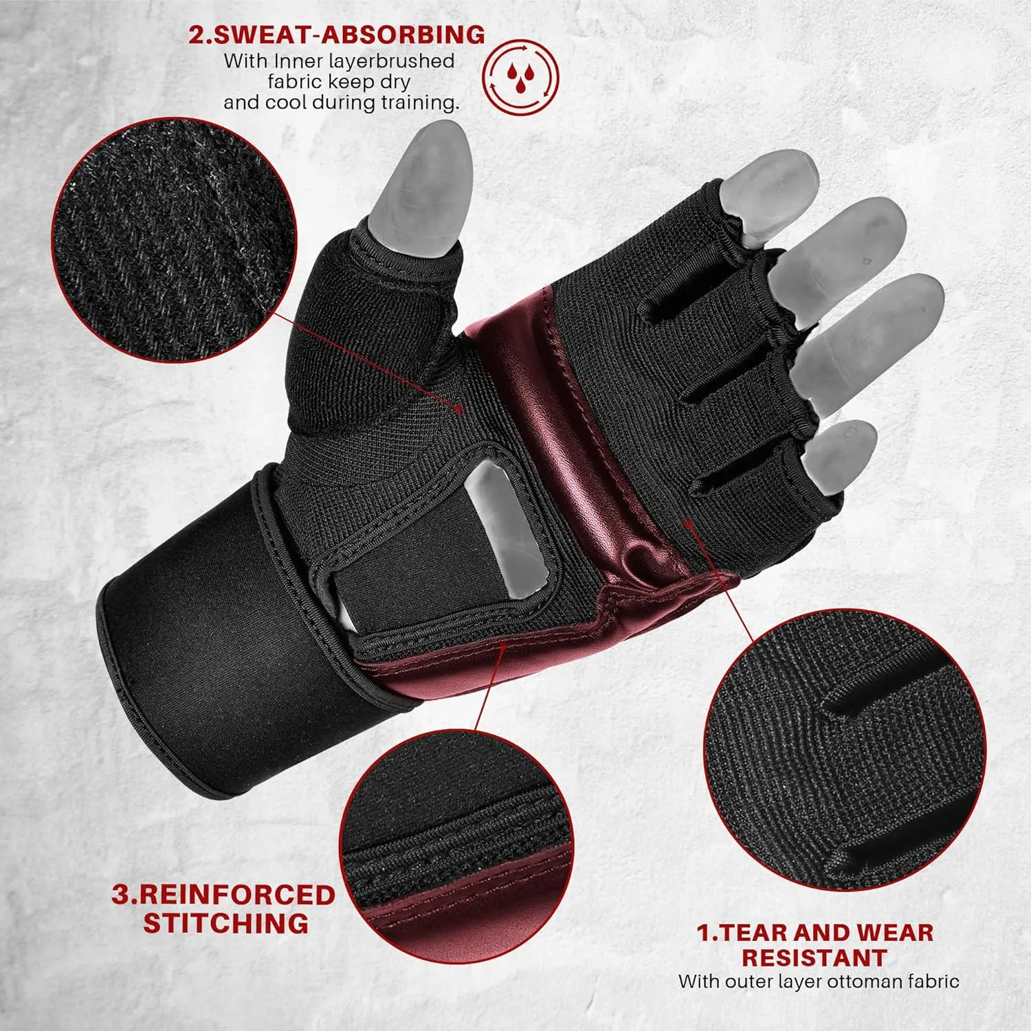 Xinluying MMA Gloves Punch Bag Training Martial Arts Sparring Grappling Kickboxing Muay Thai Boxing Gloves, Thickened Knuckle Pads，Widen The Wristband，Fingerless Rub Resistance Mitts for Men Women