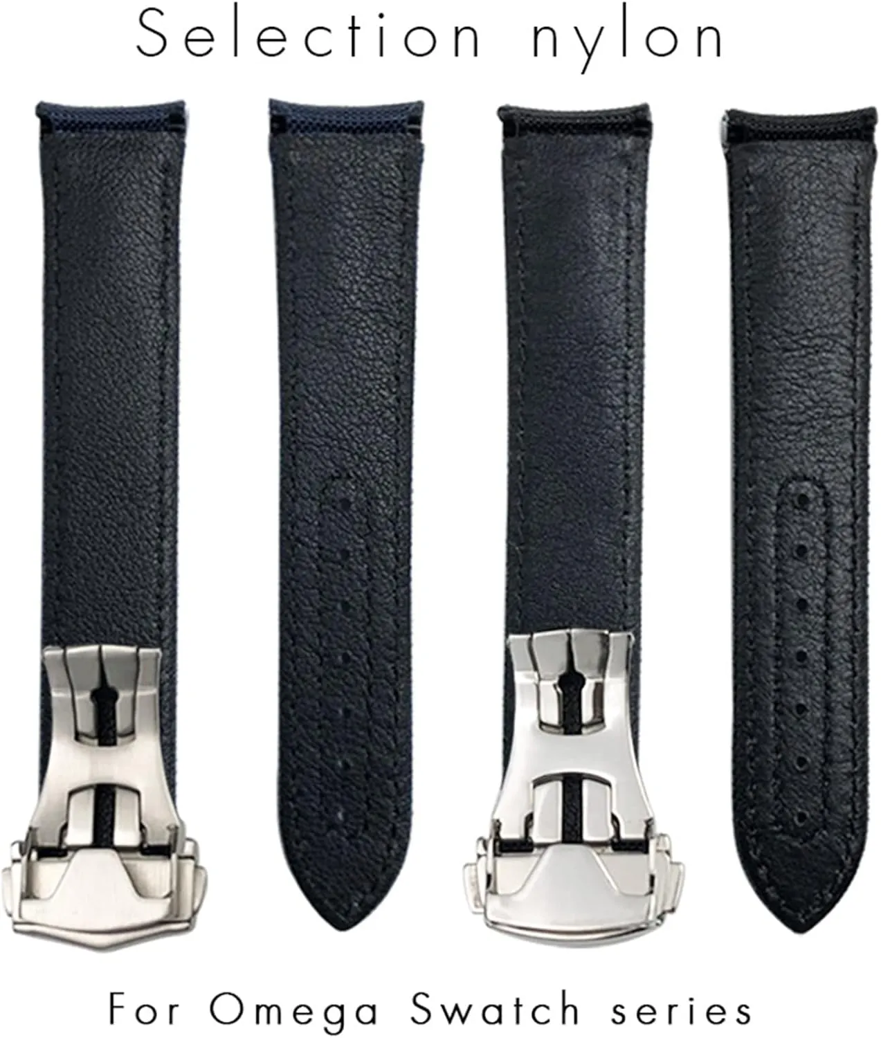 XMKT 20mm Watchbands Canvas Leather Bottom Watchband for Omega Seamaster 300 Speedmaster AT150 Planet Ocean Nylon Watch Strap for man woman