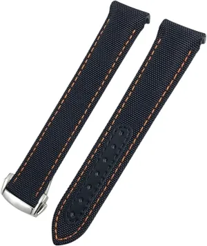 XMKT 20mm Watchbands Canvas Leather Bottom Watchband for Omega Seamaster 300 Speedmaster AT150 Planet Ocean Nylon Watch Strap for man woman