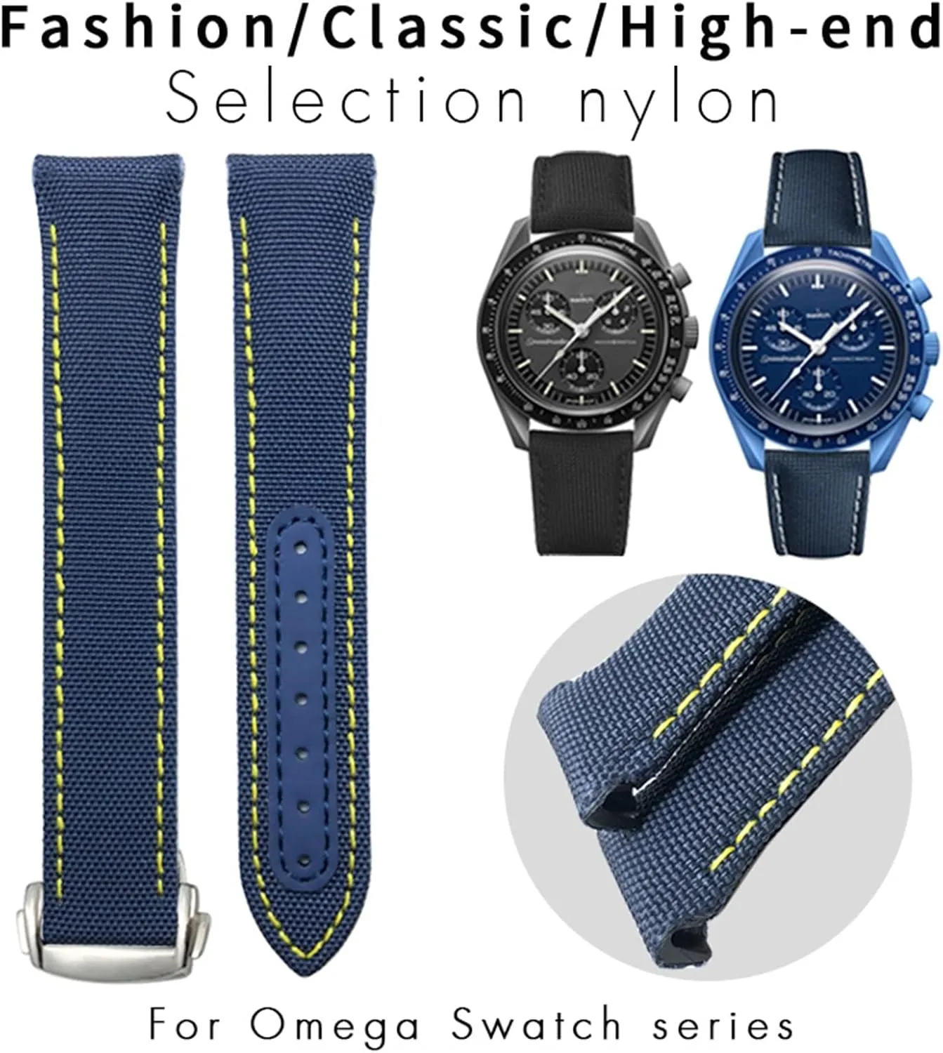 XMKT 20mm Watchbands Canvas Leather Bottom Watchband for Omega Seamaster 300 Speedmaster AT150 Planet Ocean Nylon Watch Strap for man woman