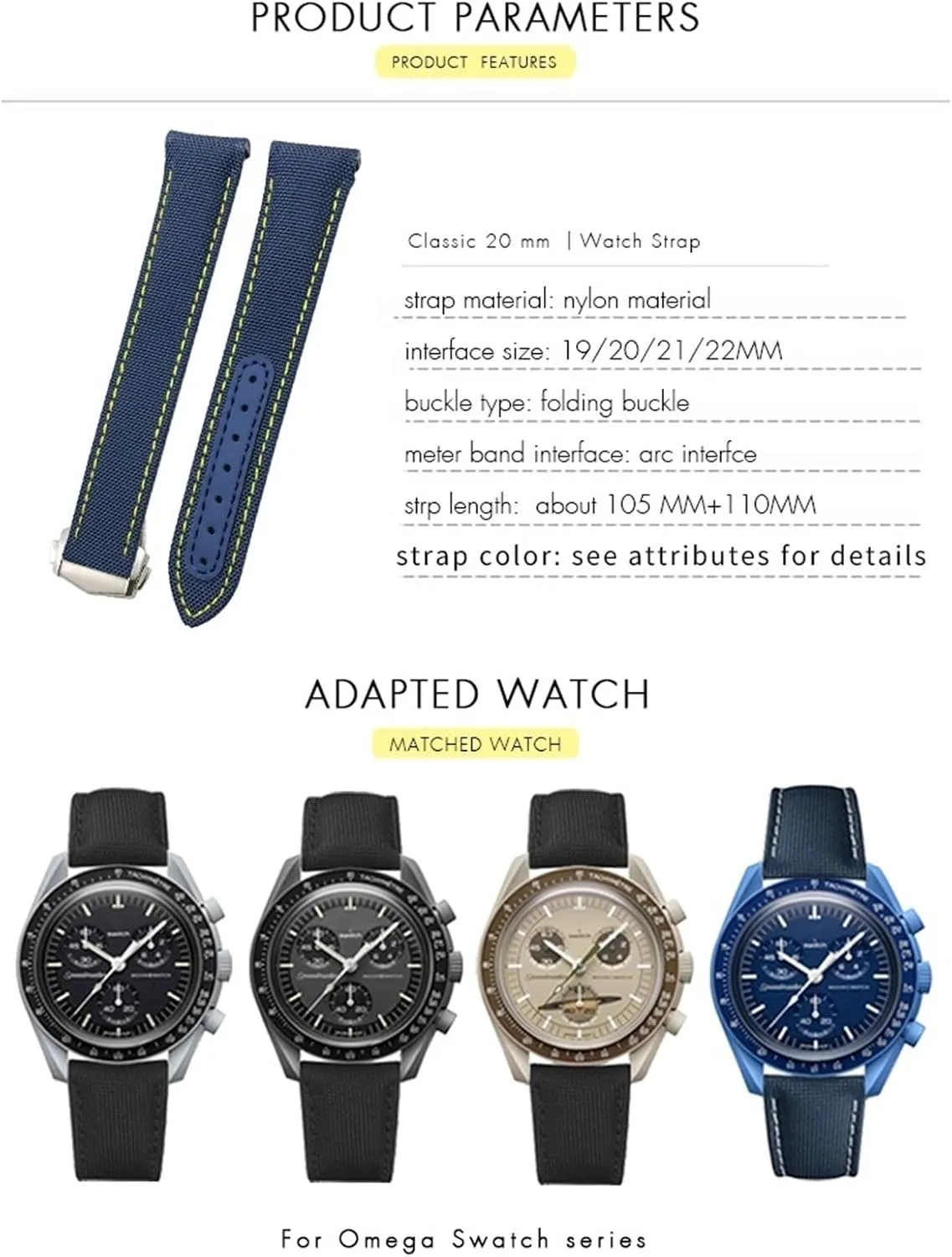 XMKT 20mm Watchbands Canvas Leather Bottom Watchband for Omega Seamaster 300 Speedmaster AT150 Planet Ocean Nylon Watch Strap for man woman